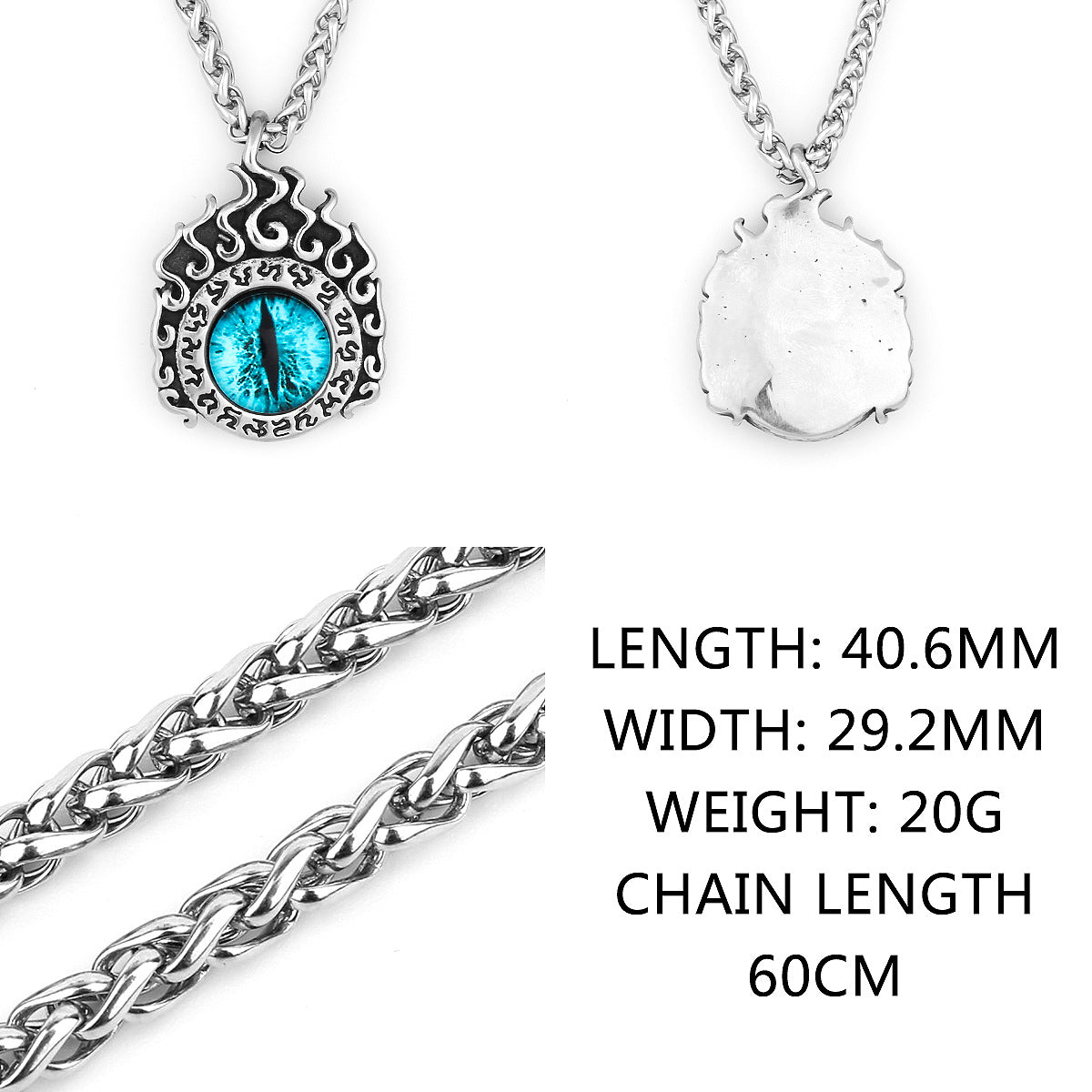 Goth Flaming Devil Eyes Necklace