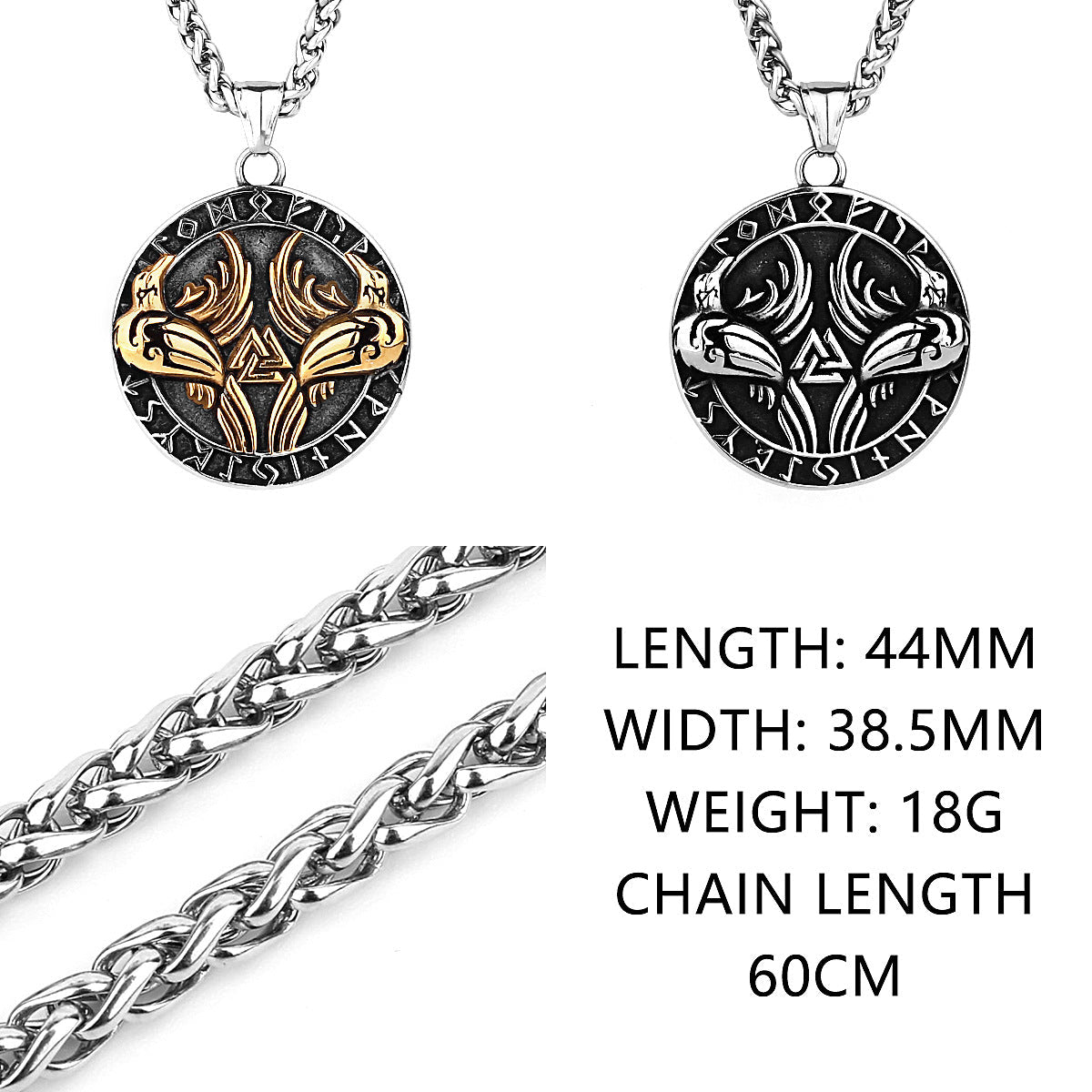 Goth Raven Rune Necklace