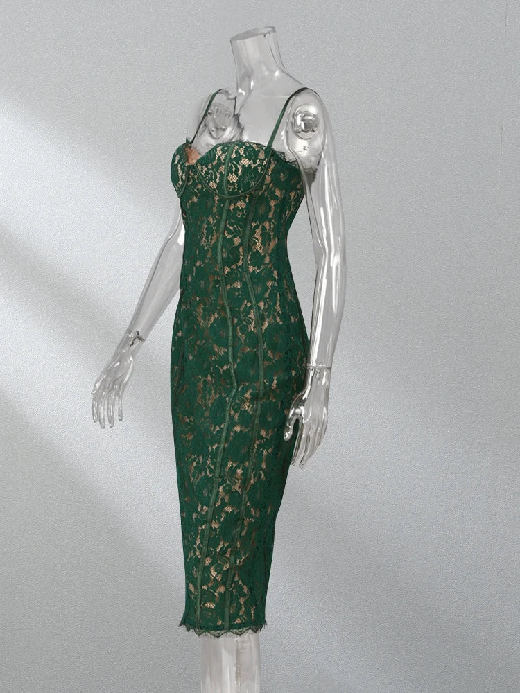 Club Evening Party Vestidos Backless Wrap Hip Lace Dress