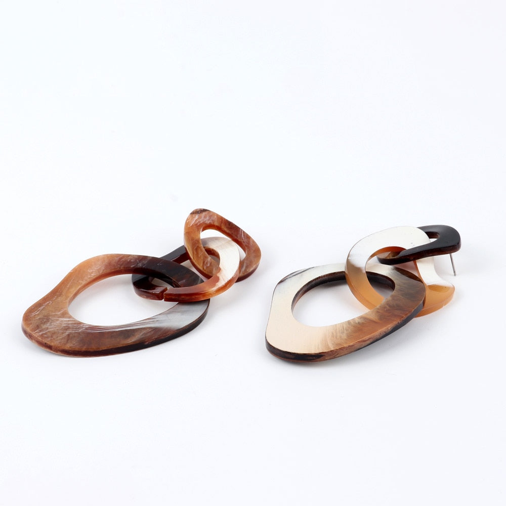 Roma Marble Acetate Chain Link Earrings