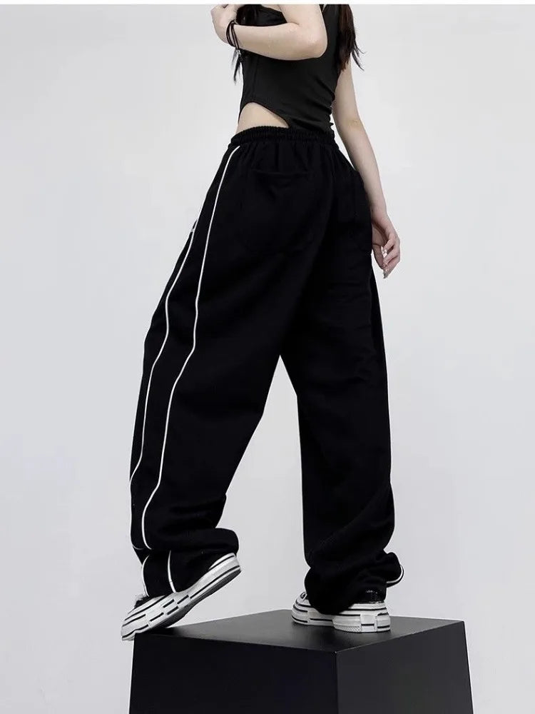Black Baggy Jogging Sweatpants Y2K Cyber Punk Oversize Pant