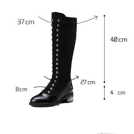 Senga Punk Rivet Knee High Victorian Boots