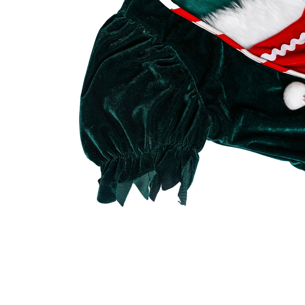 Christmas Santa Claus Costume Funny Green Elf Cosplay 5Pcs Set