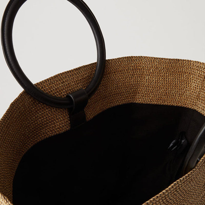 Henna Raffia Bag with Ring Handle - 2 Colors