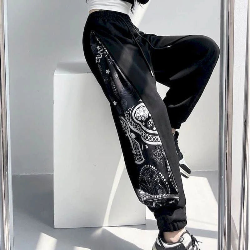 Women's Korean High Street Style Loose Fit Elastic Casual Sweatpants