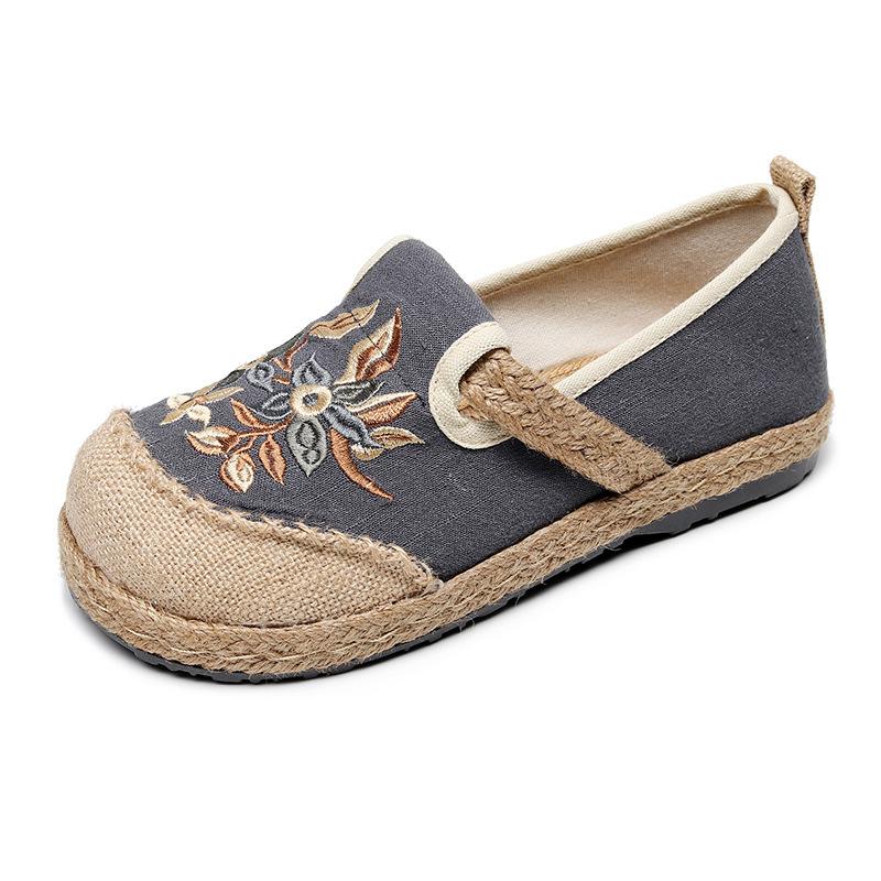 Johanna Vintage Floral Embroidery Moccasin Loafers
