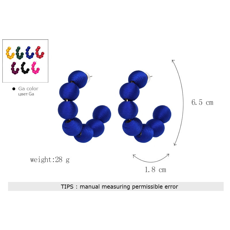 Juliana Silk Pom Pom Hoop Earrings - 9 Colors