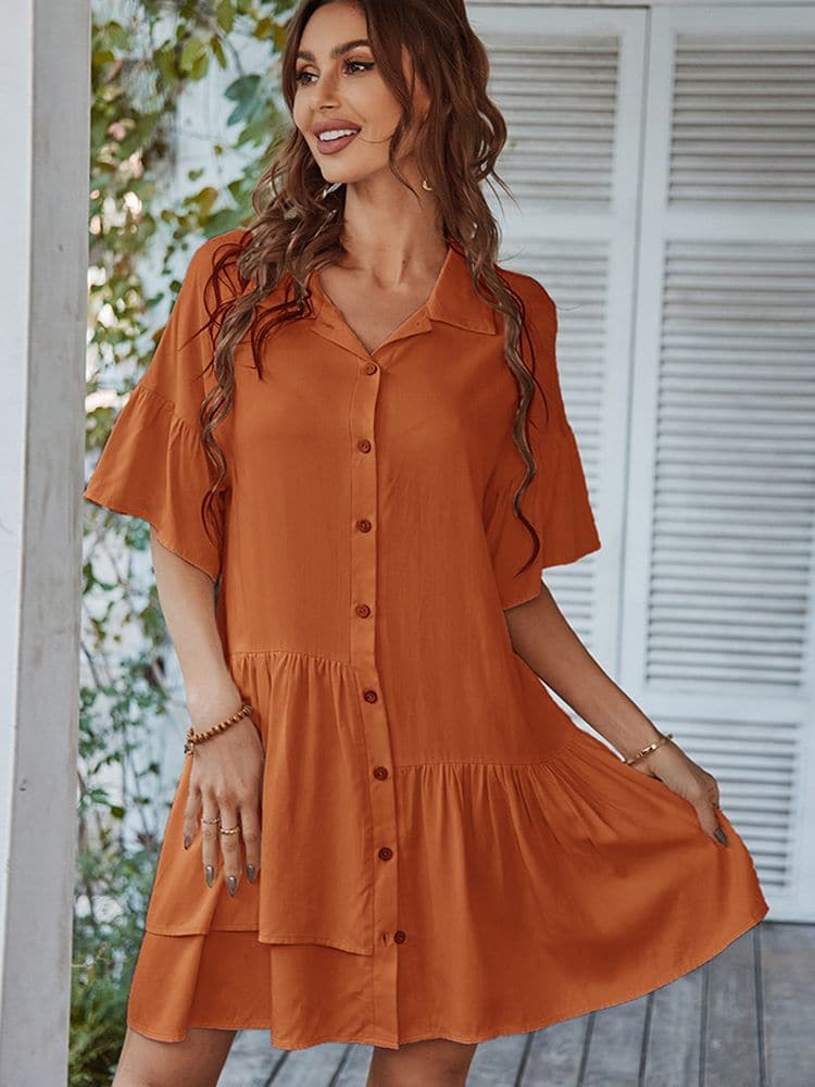 Ladies Vintage Elegant Solid Summer Dress