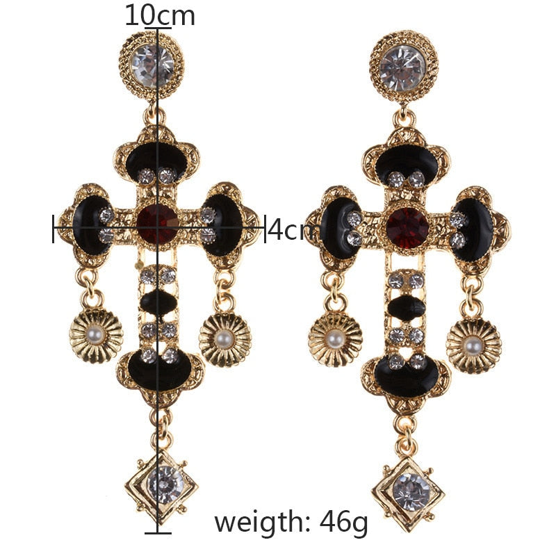 Larissa Baroque Bejewel Cross Earrings - 2 Styles