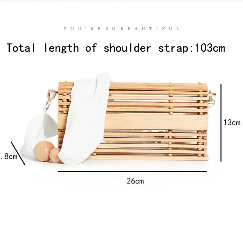 Lavina Bamboo Clutch with Fabric Straps