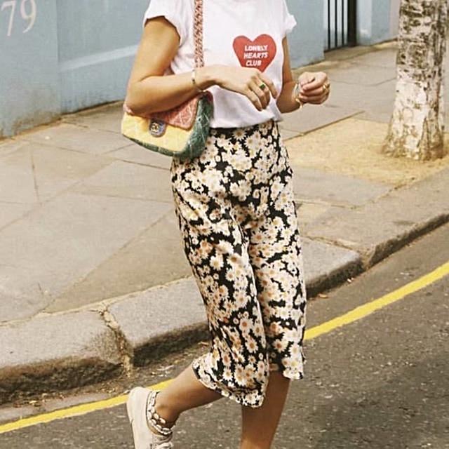 Leopard/Floral Print Satin Midi Skirts