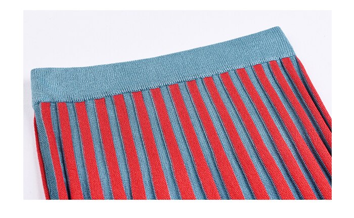 Luena Color Contrast Pleated Knit Skirt