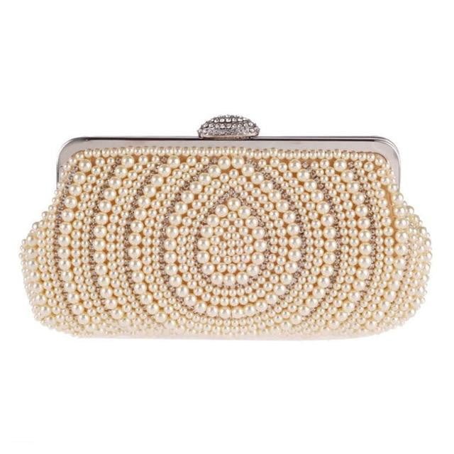 Beaded Evening Bag Pearls Diamonds Clutch