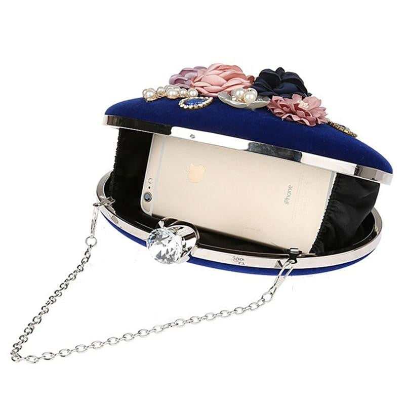 Flower Evening Bags Pearl Diamonds Clutches