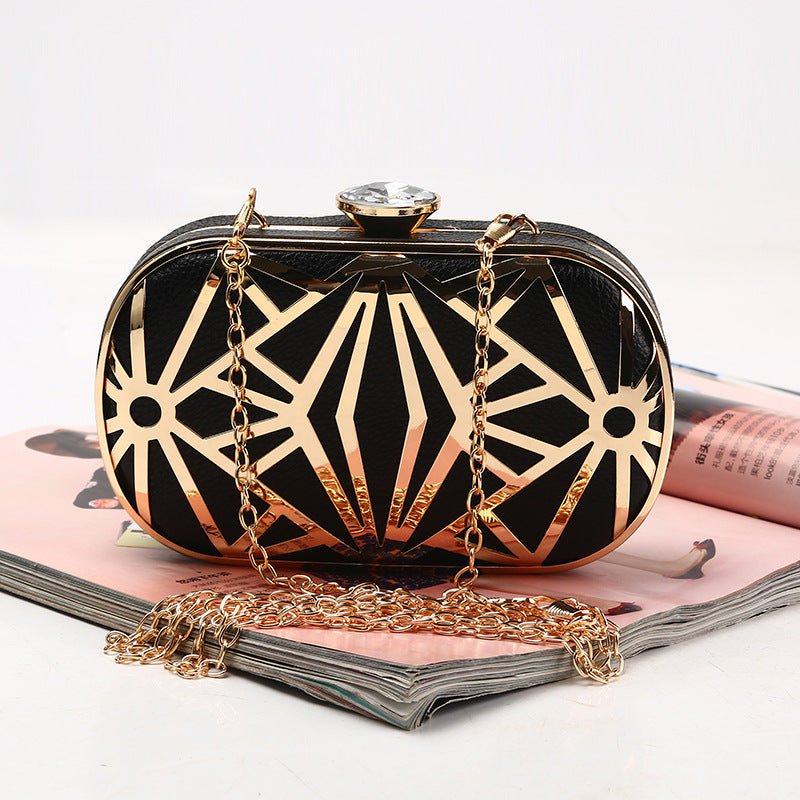 Metal Hollow PU Leather Party Purse and Handbag Wedding Clutches
