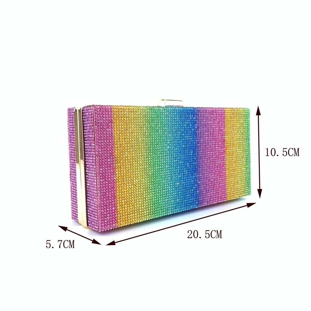 Rainbow Diamond Wedding Clutch Evening Purse and Handbag