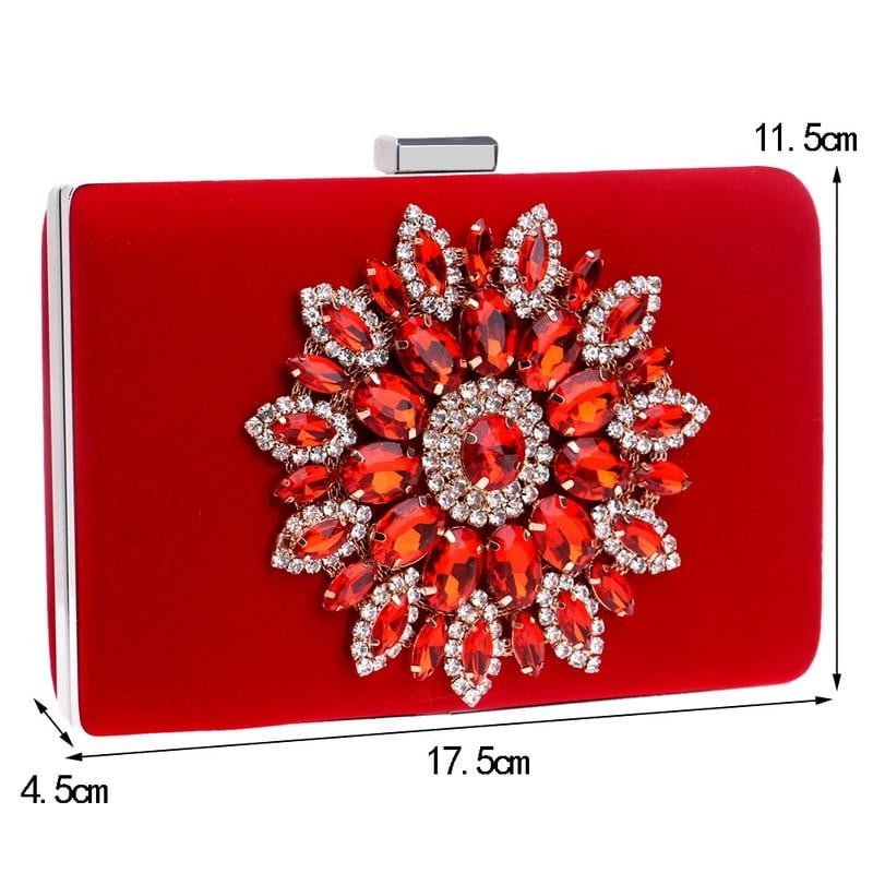 Rhinestone Evening Clutches for Weddings Suede Handbags