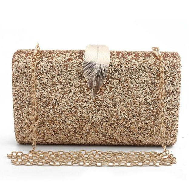 Sequin Evening Bags Glitter Leaf Decoration Clutches