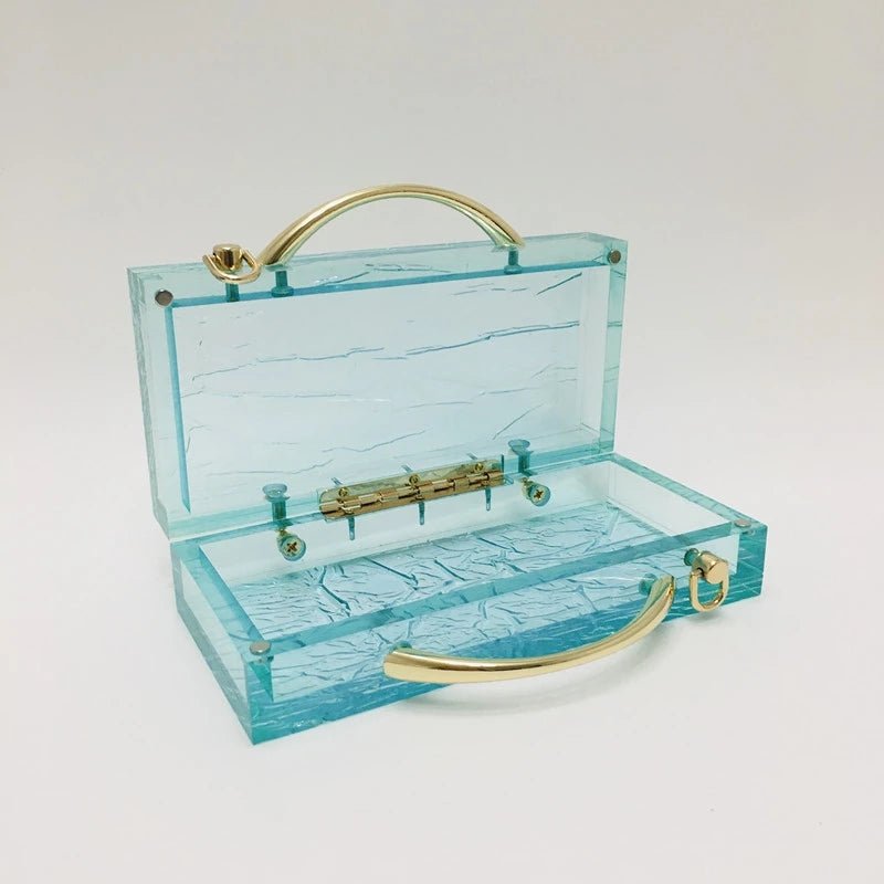 Transparent Acrylic Women Lake Blue Summer Evening Wedding Party Clutch Purse Handbag