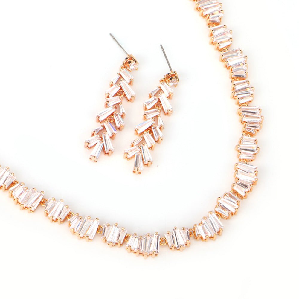 White Platinum Necklace Cubic Zirconia Wedding Jewelry Sets