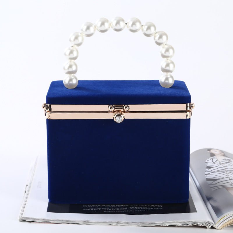 Women's Evening Wedding Clutch Purse Box Shape Pearl Handbag