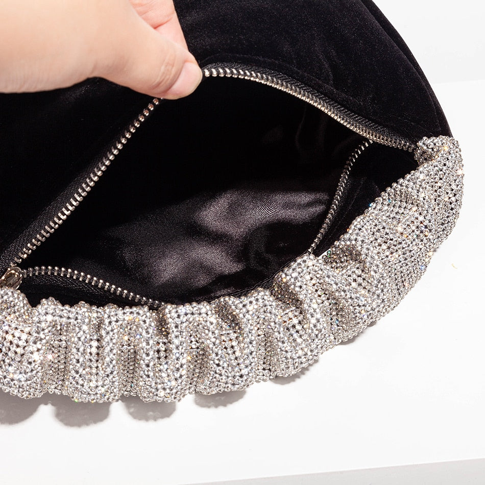 Maeve Sequin Handle Velvet Pouch Bag