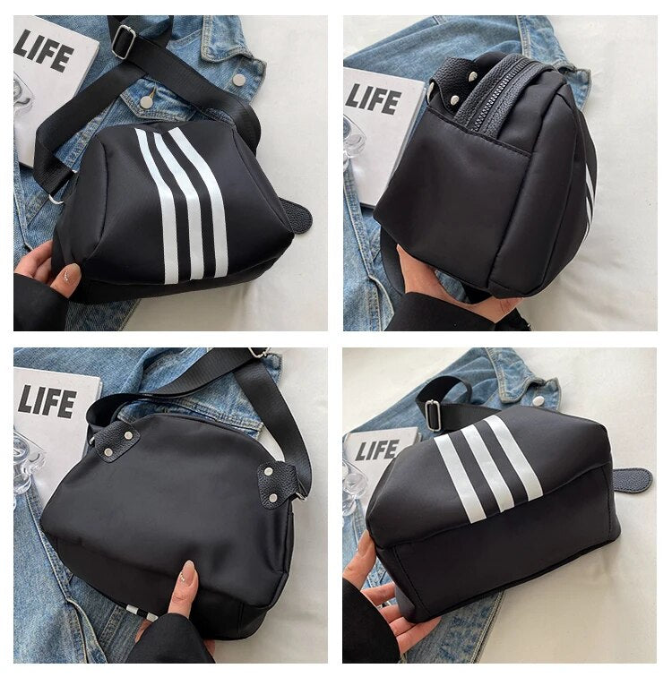 Maritta Sporty Stripe Nylon Crossbody Bag