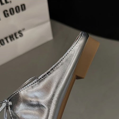 Mathess Metallic Faux Leather Ballet Flats - Gold or Silver