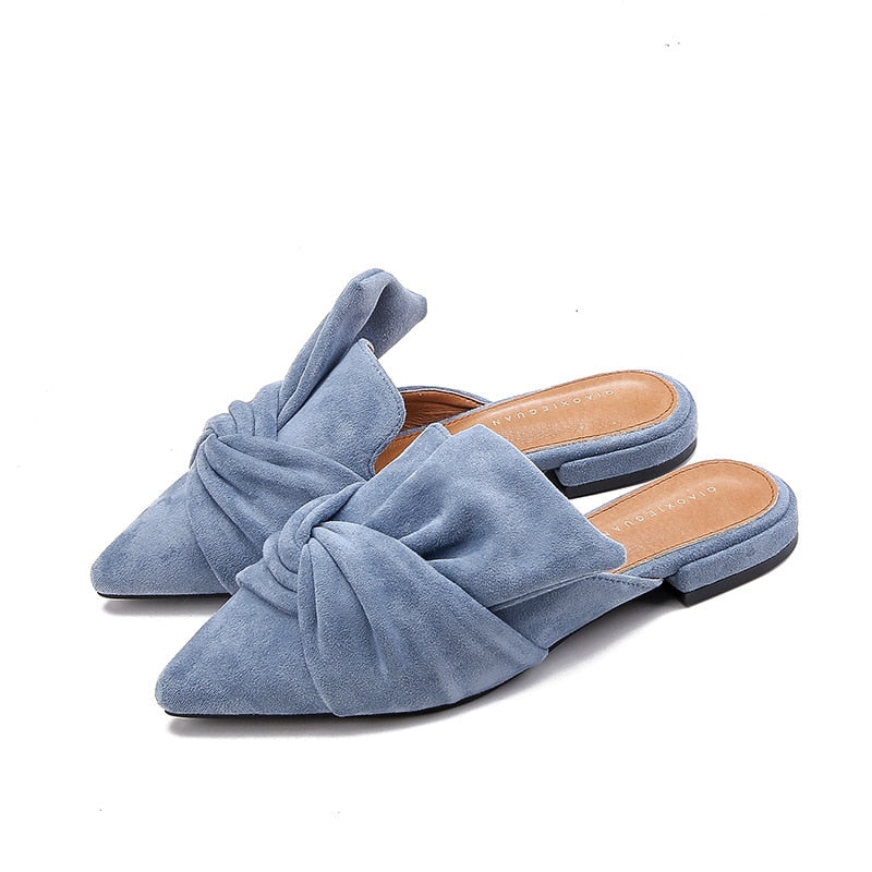 Milani Bowtie Suede Mule Slippers - 3 Colors