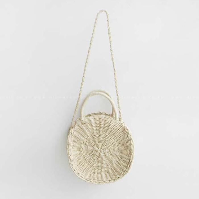 Mini Circle Straw Moroccan Market Tote w/ or w/o Tassels - 2 Colors