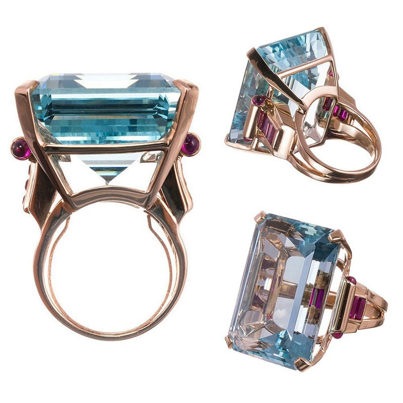 Naali Blue Cubic Cocktail Ring