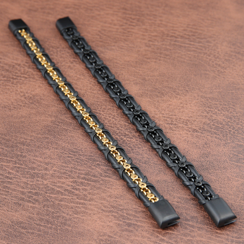 Chain Braided Leather Bracelet