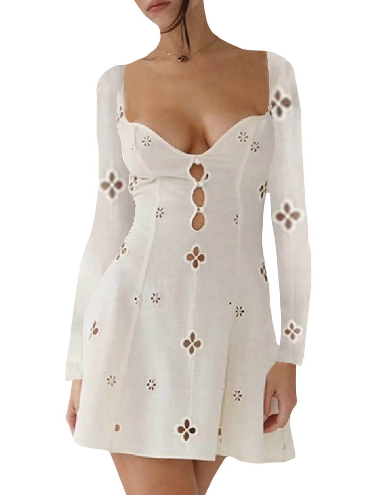 Solid Hollow Slim Maxi Dress