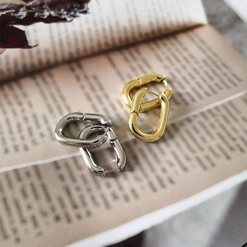 Oval Link Chain Hoop Earrings - 2 Styles