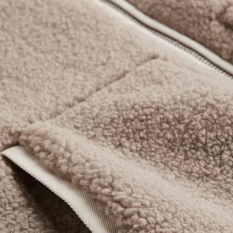 Peppi Faux Teddy Bear Lamb Wool Bomber Jacket