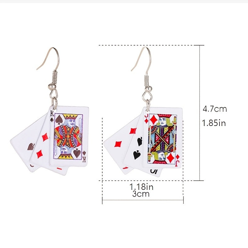 Playing Cards Pendant Drop Earrings