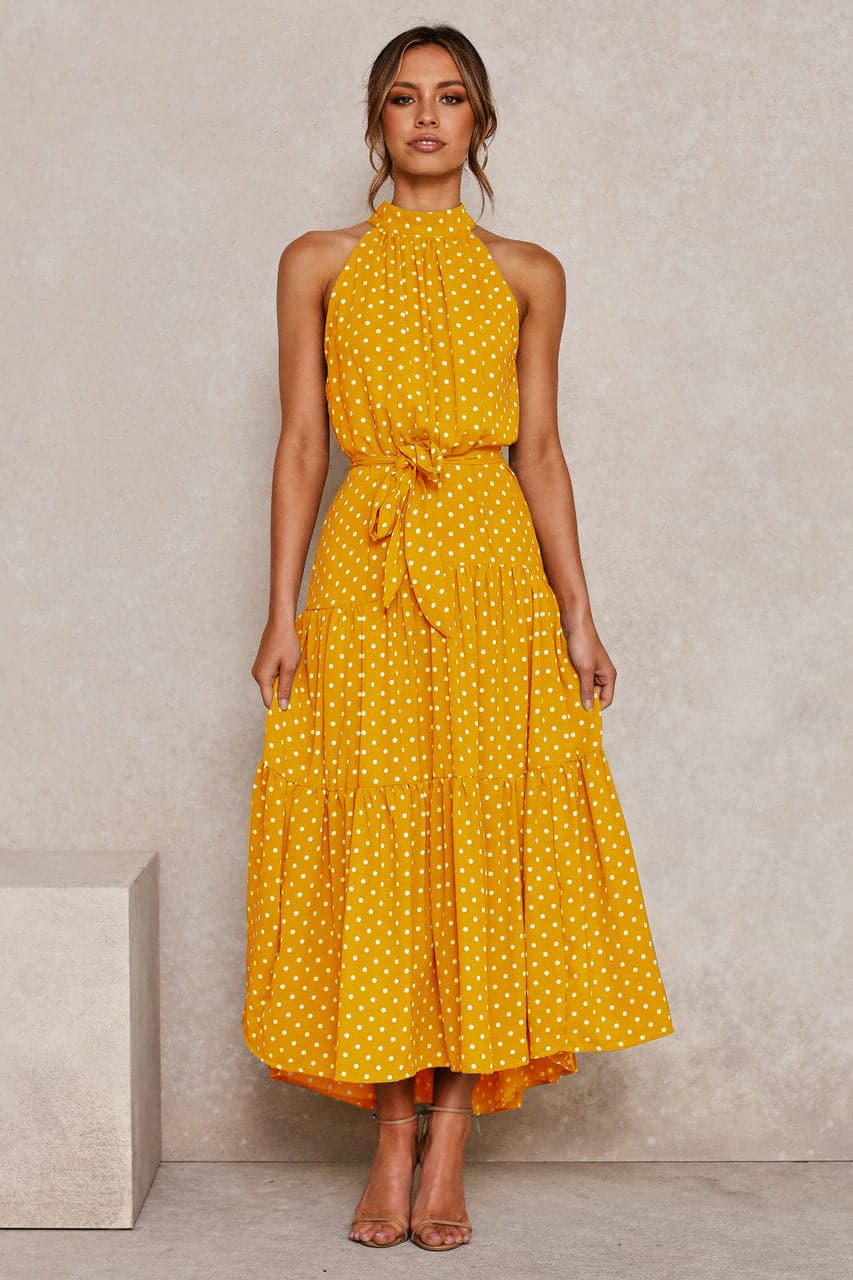 Polka Dot Print Bohemian Maxi Dress