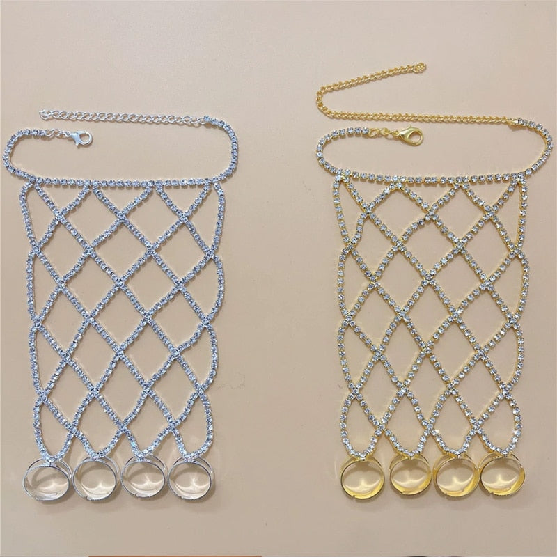 Ratna Rhinestone Harness Hand Jewelry