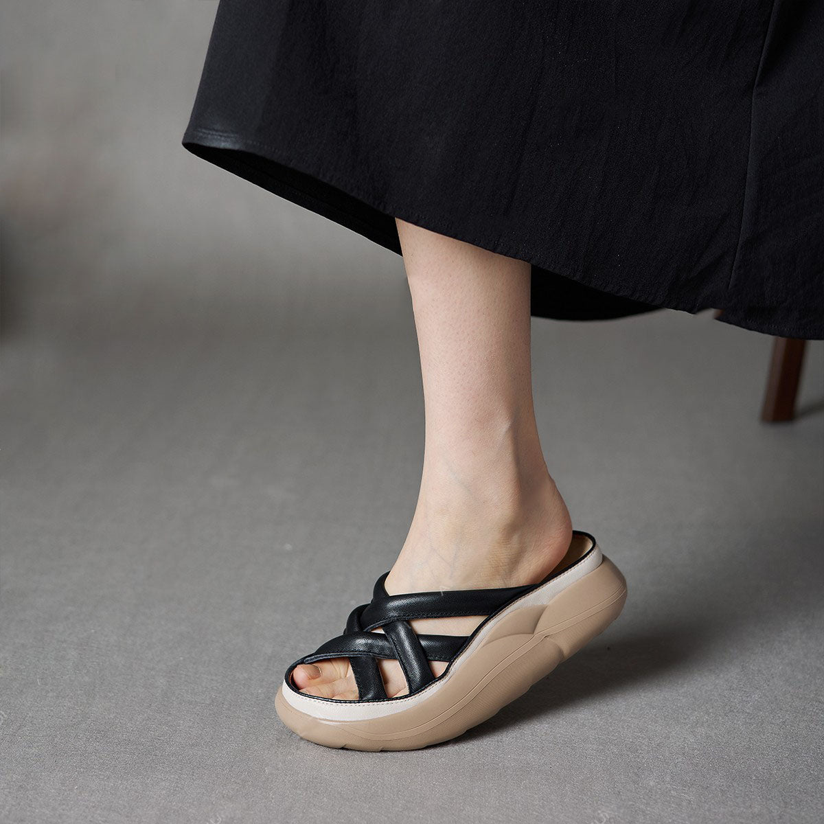 Raya Criss Cross Rubber Sole Wedge Slippers - 3 Colors