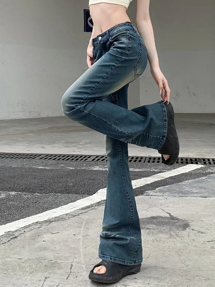 Cyber Y2K Grunge Fairycore Denim Trousers for Women