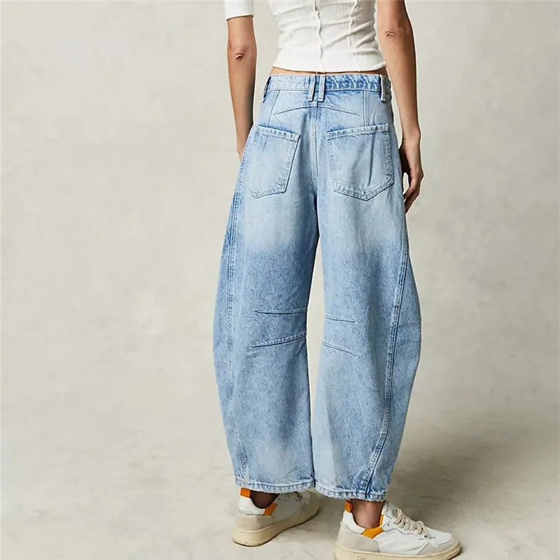 Killia Cropped Wide Leg Barrel Jeans