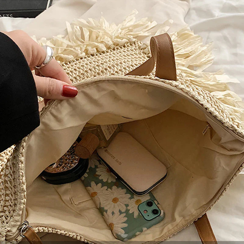 Alara Tassel Straw Tote Bag
