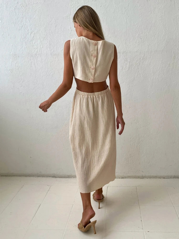 Solange Waist Cut Out Gauge Tank Dress
