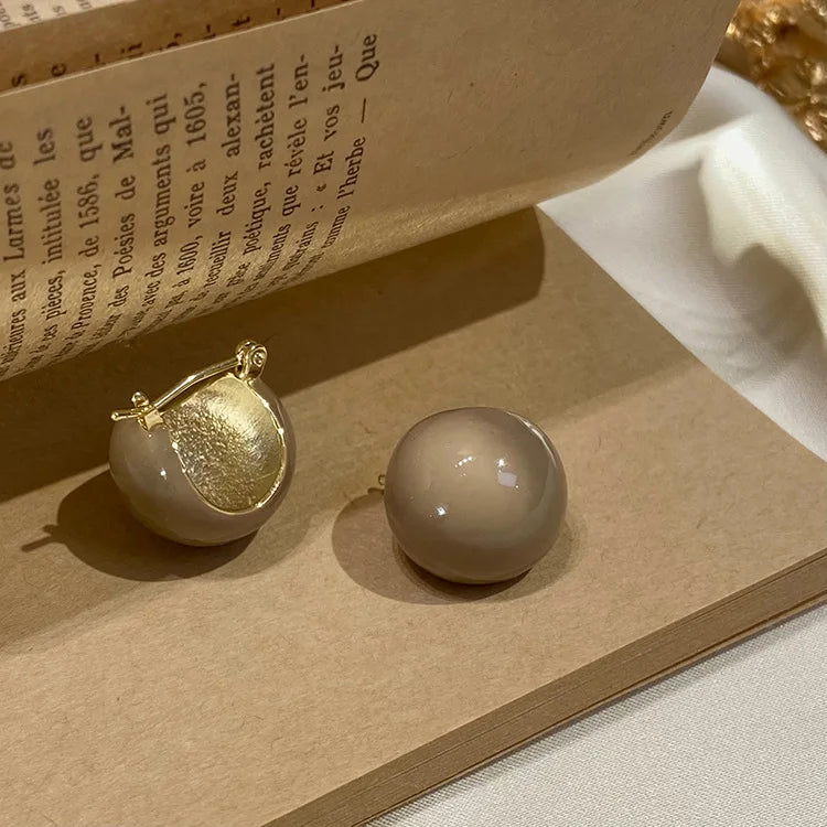 Round Enamel Minimalist Drop Earrings