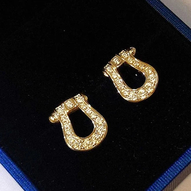 Crystal CZ Horsebit Stud Earrings