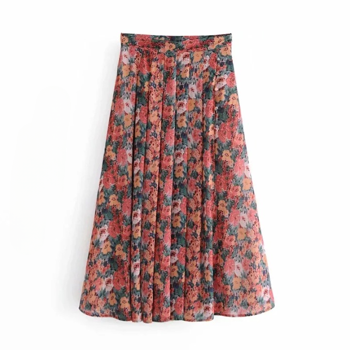 Lila Side Slit Floral Midi Skirts