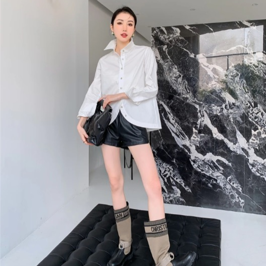 Yumie Arc Hem White Dress Shirt