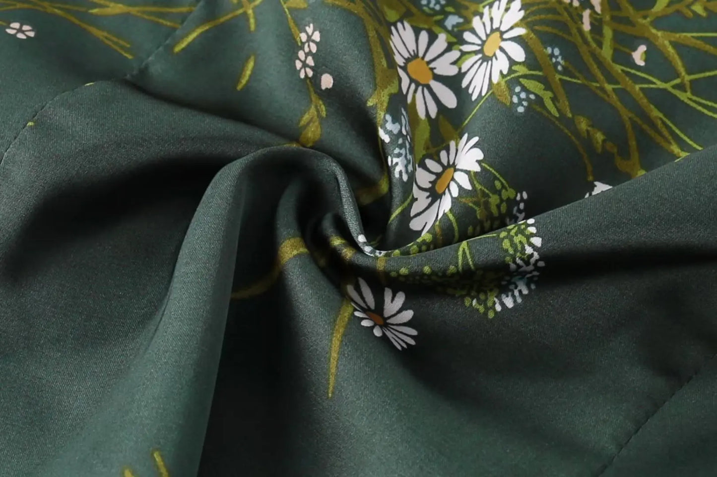 Green Floral Chinoise Satin Camisole Top