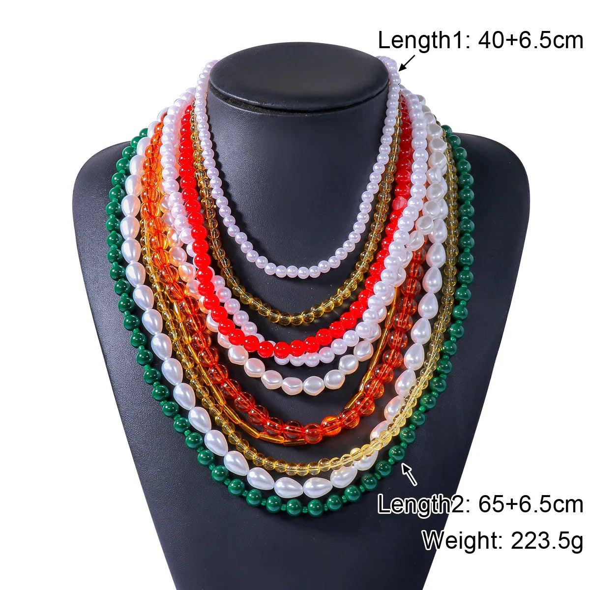 Multi Pearl and Color Beads Necklace