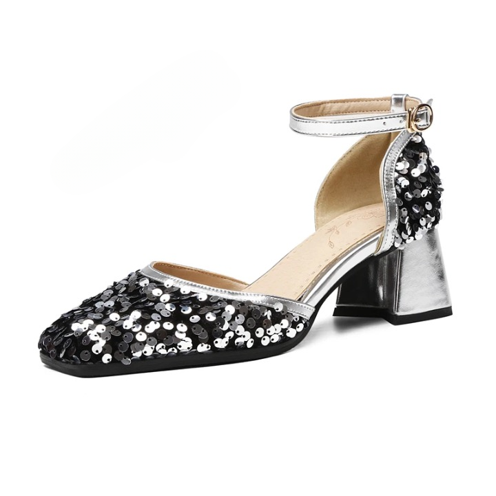 Marley Metallic Sequin Ankle Strap Sandals